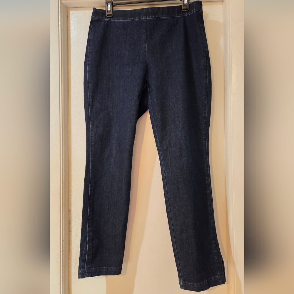Lafayette 148 New York Murray Pull On Blue Skinny Jeans, Size L - Picture 5 of 13